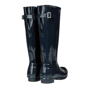 Hunter Original Back Adjustable Navy Gloss High Rainboots (Size 6)